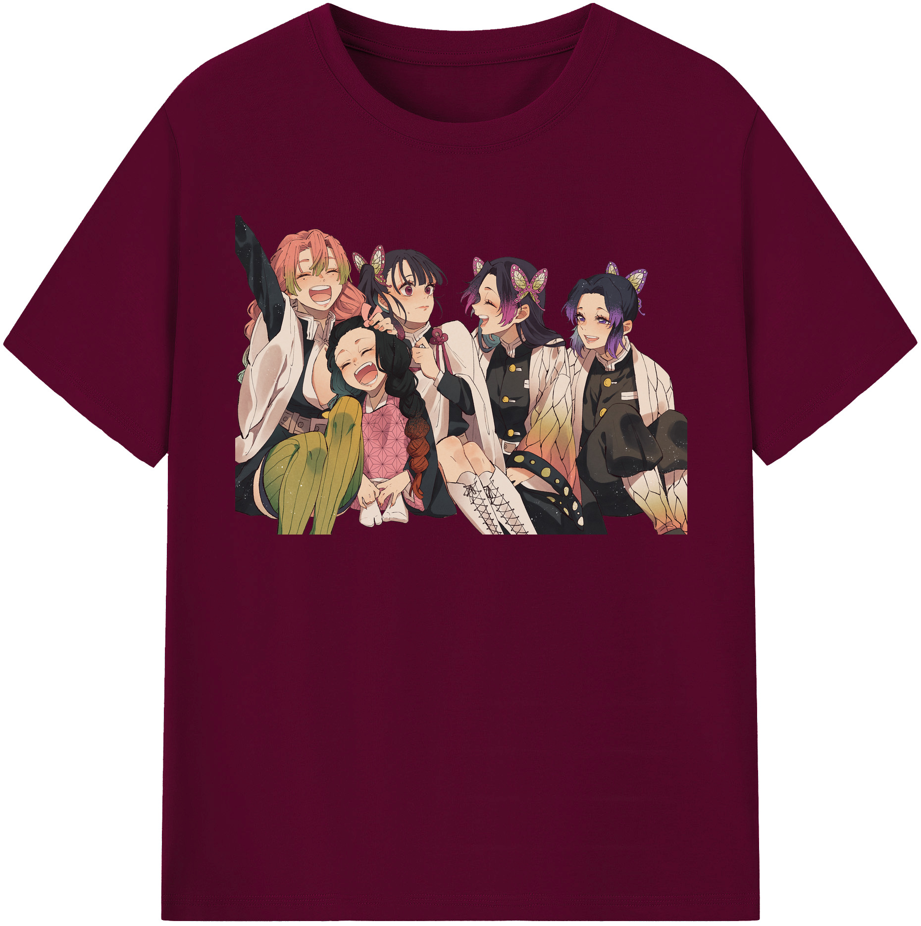 （画像用） 鬼滅の刃（きめつのやいば）蟲柱-胡蝶 しのぶ／こちょう しのぶ Kochou Shinobu レディースカジュアルプリントTシャツ（綿100％）